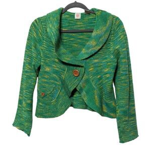 Anthropologie HWR MONOGRAM Cropped Peplum Cardigan S